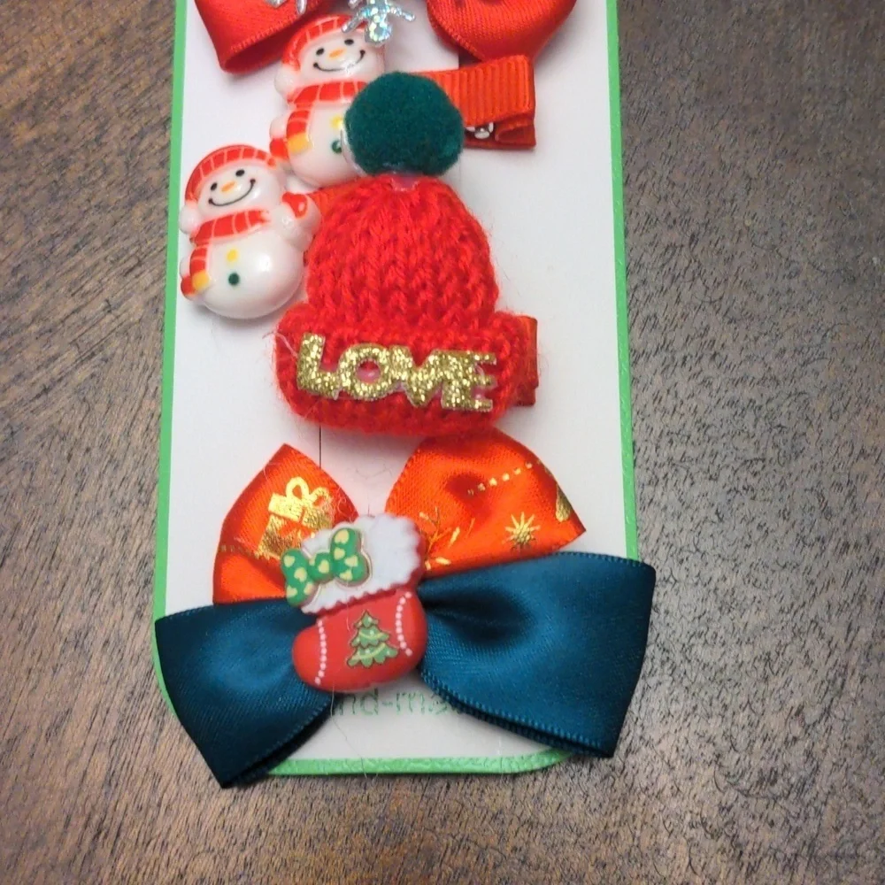 Christmas Holiday Hair Clip Set of 5